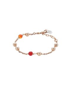 Bracelet with Swarovski beads peach and agata orange