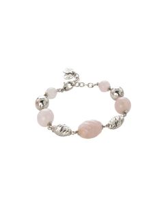 Bracelet with rose quartz and pink torchon