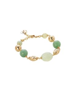 Golden Bracelet with agate jade torchon and light yellow