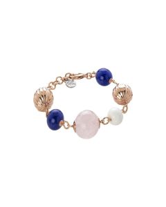Bracelet with rose quartz, agata blue and white