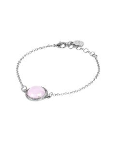 
Bracelet with light pink cabochon and zircons