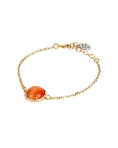 
Bracelet with flecked orange cabochon and zircons