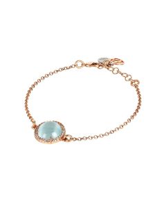
Bracelet with flecked sky blue cabochons and zircons