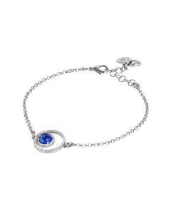 
Bracelet with double zircon base and rutilated blue cabochon