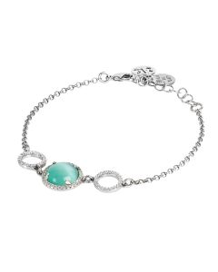 
Bracelet with cubic zirconia and flecked celestial central cabochon