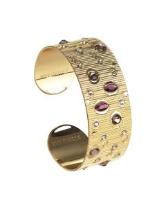
Rigid band bracelet with pink Swarovski
