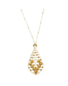Long necklace Gold Plated yellow with decoration scales and crystals