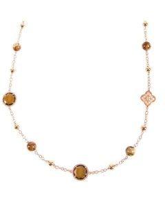 Necklace gold plated pink with decorative elements to the Cross