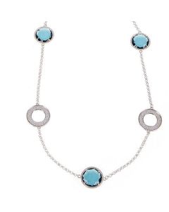Long necklace with blue crystals London and inserts glitter