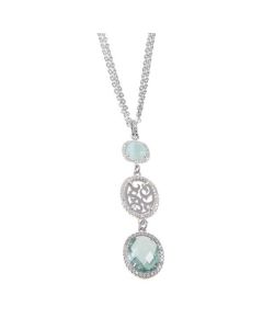 Necklace with a pendant from reason arabesque, zircons and crystals colored briolette