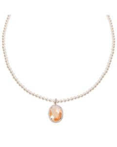 Collana di perle Swarovski con cristallo champagne e zirconi