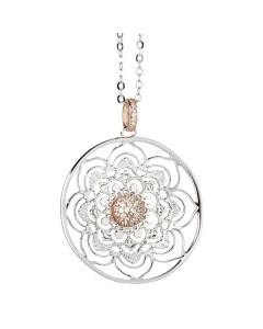 Short necklace with pendant mandala and zircons