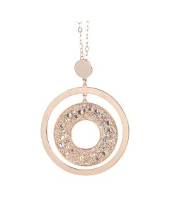 Long Necklace Pendant with concentric and surface galuchat Swarovski aurora borealis