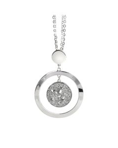 Collana con pendente concentrico e superficie Swarovski galuchat silver