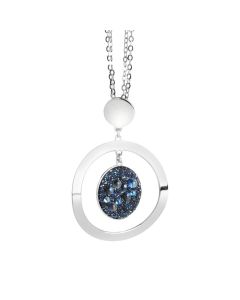 Necklace Pendant with concentric and surface galuchat Swarovski moonlight
