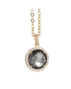 Necklace with crystal smoky quartz and pendant zircons