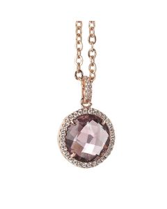 Necklace with crystal and amethyst pendant zircons