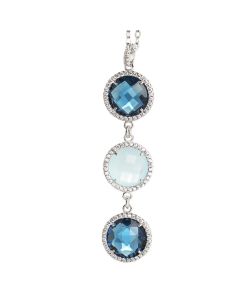 Necklace with crystal pendant Montana and aquamilk and zircons
