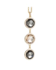 Necklace with crystal pendant champagne, smoky quartz and zircons