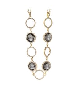 Necklace double wire with crystals smoky quartz and zircons