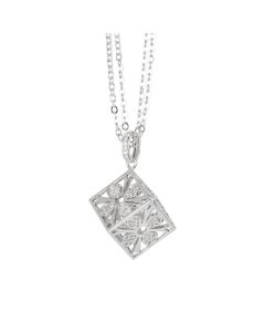 Necklace double wire pendant with a cube and zircons