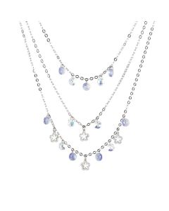 Multi-Strand necklace with zircons, crystals lavender and boreal
