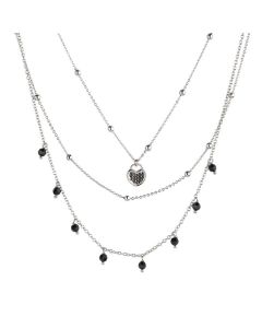 Multi-Strand necklace with crystals jet and charm in zircons