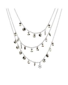Multi-Strand necklace with snowflakes in zircons and Swarovski