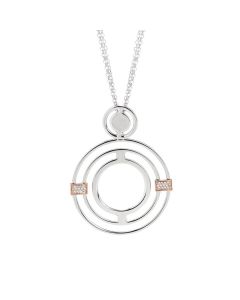 Rhodium plated Necklace Pendant with concentric and zircons