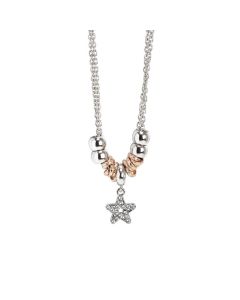 Necklace with a pendant in the shape of a star and zircons