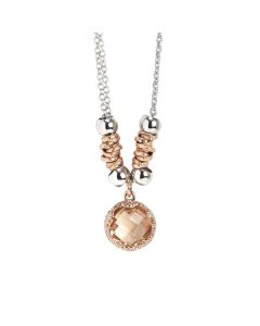 Necklace with faceted crystal peach