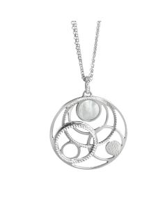 Necklace with orbits in mother-of-pearl and zircons