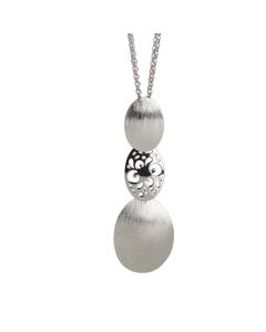 Necklace rhodium plated double wire with oval pendants