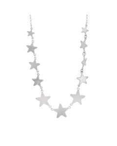 Short necklace rhodium plated with stars degradÃ¨