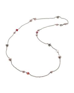 Collana con perle Swarovski rosaline e agata fucsia