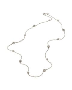 Long necklace with rhodium-plated balls