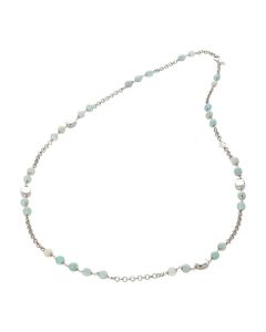 Rhodium plated necklace with heavenly Agata