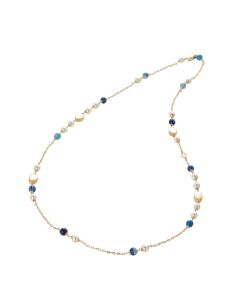 Necklace with Swarovski beads white and passing of agate mix blue