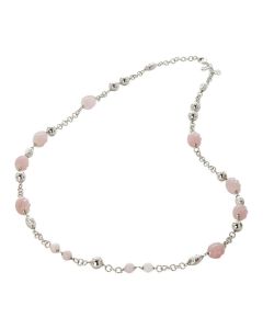 Necklace with rose quartz and pink torchon