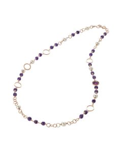 Pink necklace with amethyst, Swarovski beads and zircons