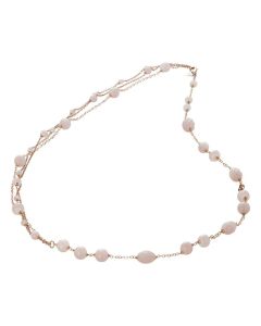 Necklace with rose quartz and rose quartz torchon