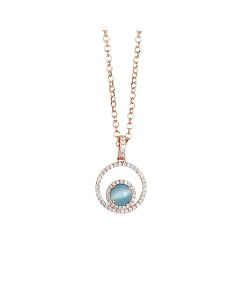 
Necklace with cubic zirconia pendant and flecky celestial cabochon