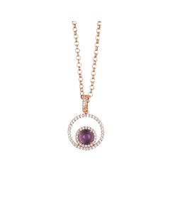 
Necklace with cubic zirconia pendant and flecky amethyst cabochon