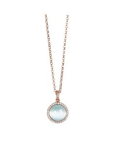 
Long necklace with pendent sky blue cabochon on a zircon base