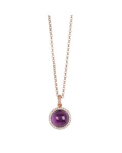 
Long necklace with flecked amethyst cabochon pendant on zirconia base