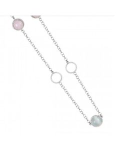 
Necklace with light pink and light blue cabochon with zircon elements