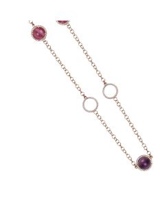 
Necklace with fuchsia cabochon and amethyst with zircon elements