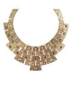 
Necklace with Egyptian Swarovski pink bib