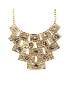 
Necklace with semi-rigid central and pink Swarovski