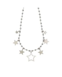 Collana rosario con cristalli silver e charms tema "stella"